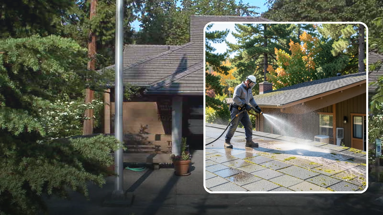 Roof Maintenance Cleaning in Yarrow Point, King County, WA - A recurring roof maintenance cleaning that keeps moss, algae, and debris in check across Washington's long wet season.