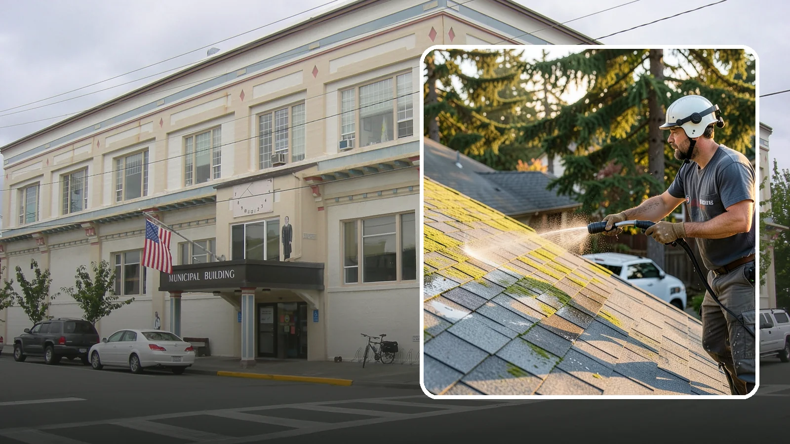 Roof Mildew Treatment in Anacortes, Skagit County, WA - A roof mildew treatment that kills fungal growth and clears the musty discoloration common in shaded Northwest homes.
