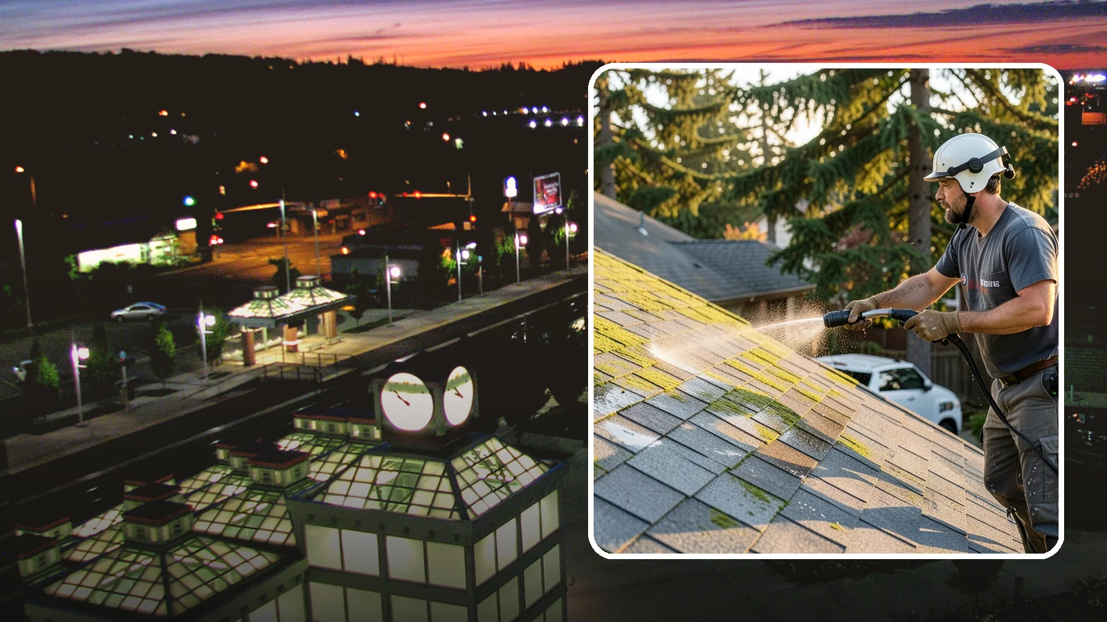 Roof Mildew Treatment in Auburn, King County, WA - A roof mildew treatment that kills fungal growth and clears the musty discoloration common in shaded Northwest homes.