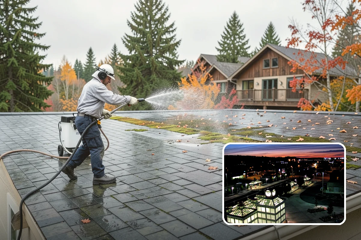 Roof Mildew Treatment in Auburn, King County, WA - Kills mildew at the source rather than hiding it