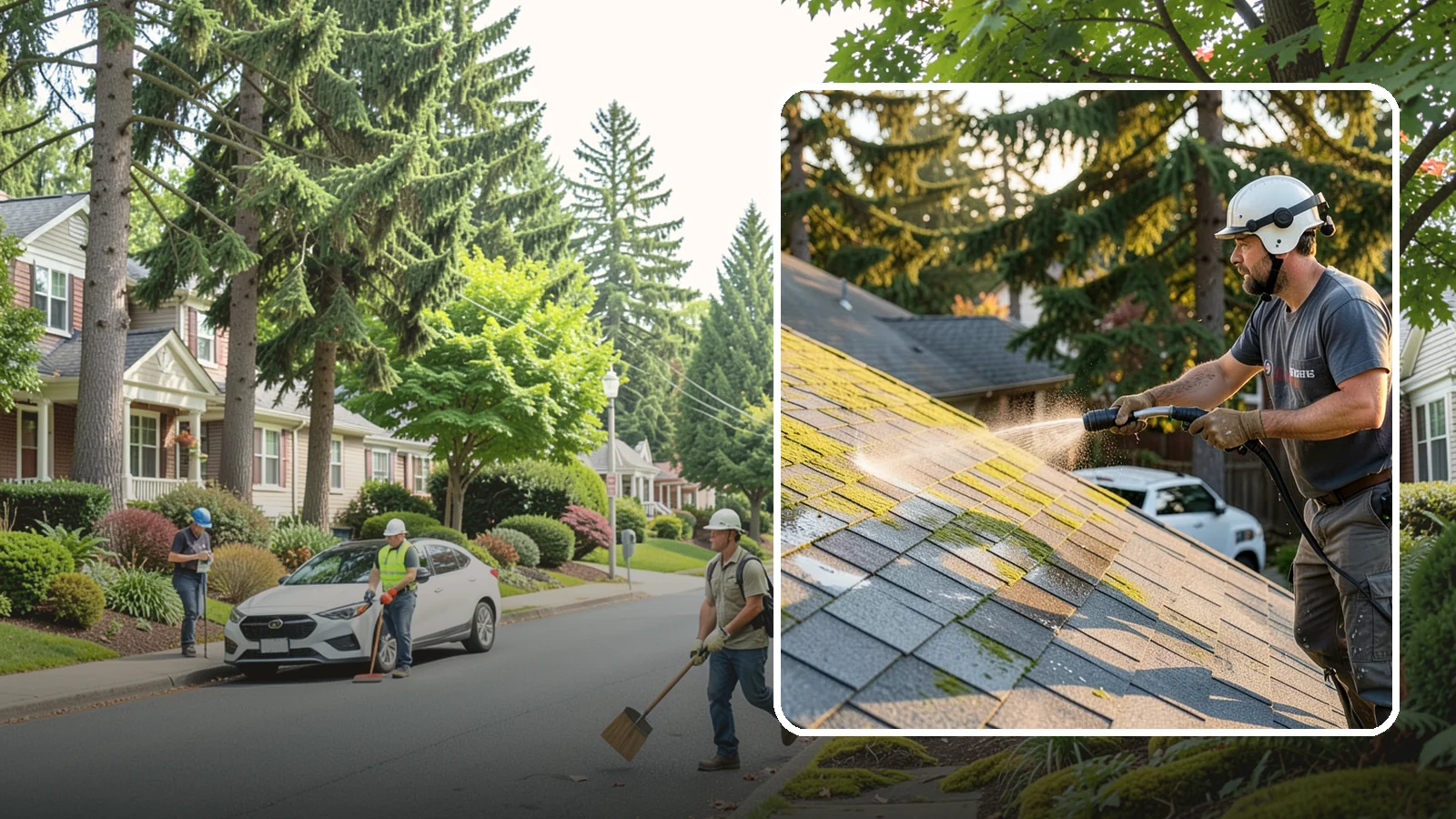 Roof Mildew Treatment in Beaux Arts Village, King County, WA - A roof mildew treatment that kills fungal growth and clears the musty discoloration common in shaded Northwest homes.