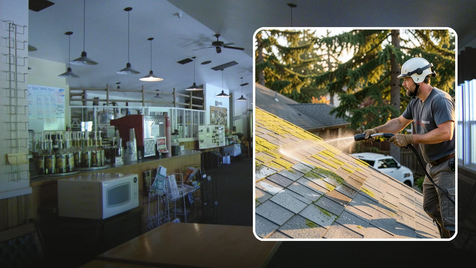 Roof Mildew Treatment in Black Diamond, King County, WA - A roof mildew treatment that kills fungal growth and clears the musty discoloration common in shaded Northwest homes.