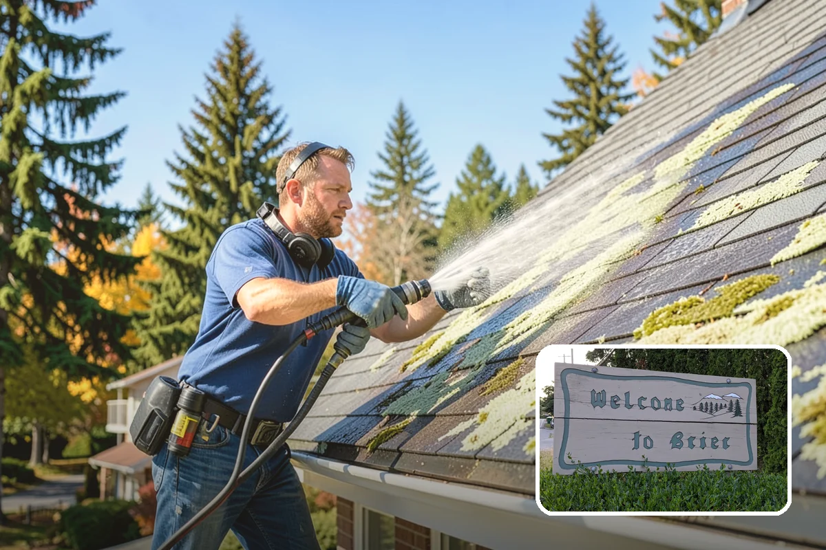Roof Mildew Treatment in Brier, Snohomish County, WA - Kills mildew at the source rather than hiding it