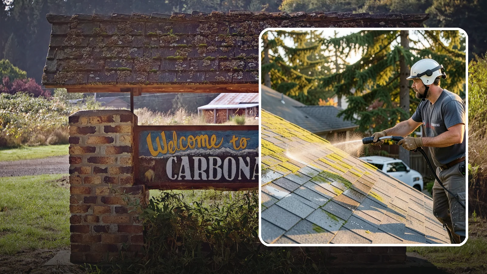 Roof Mildew Treatment in Carbonado, Pierce County, WA - A roof mildew treatment that kills fungal growth and clears the musty discoloration common in shaded Northwest homes.