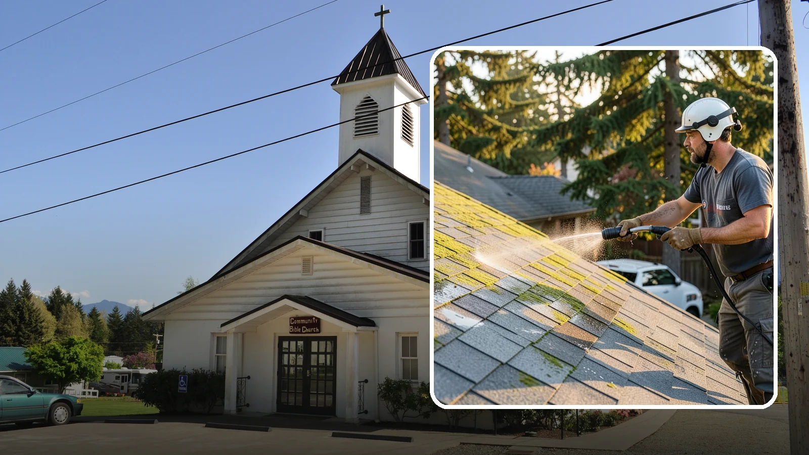 Roof Mildew Treatment in Concrete, Skagit County, WA - A roof mildew treatment that kills fungal growth and clears the musty discoloration common in shaded Northwest homes.
