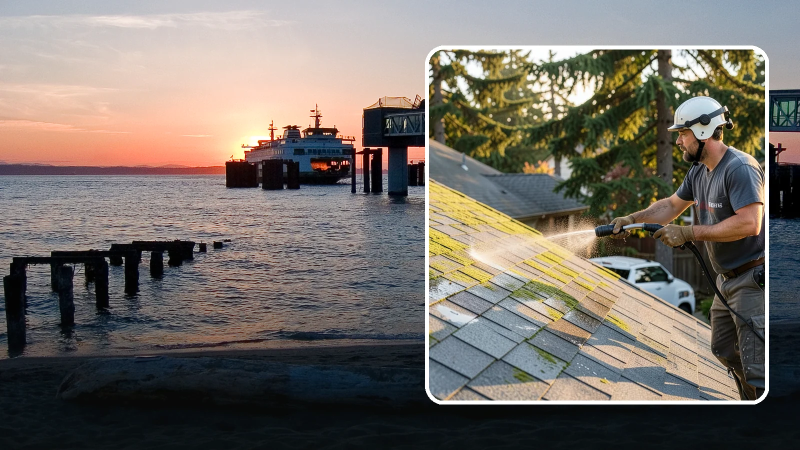 Roof Mildew Treatment in Edmonds, Snohomish County, WA - A roof mildew treatment that kills fungal growth and clears the musty discoloration common in shaded Northwest homes.