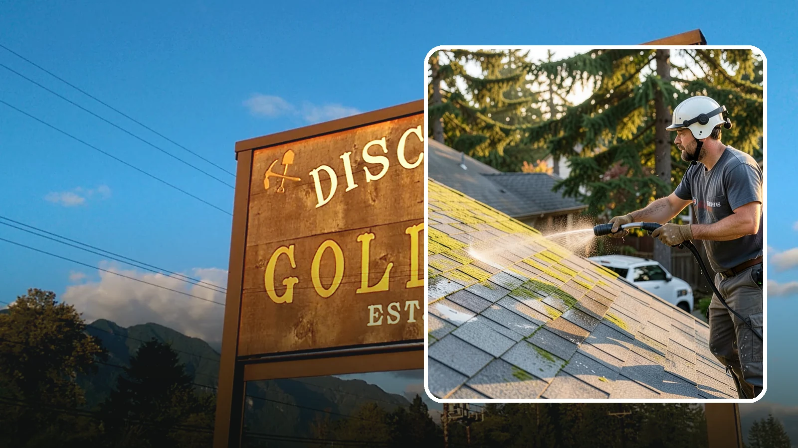 Roof Mildew Treatment in Gold Bar, Snohomish County, WA - A roof mildew treatment that kills fungal growth and clears the musty discoloration common in shaded Northwest homes.