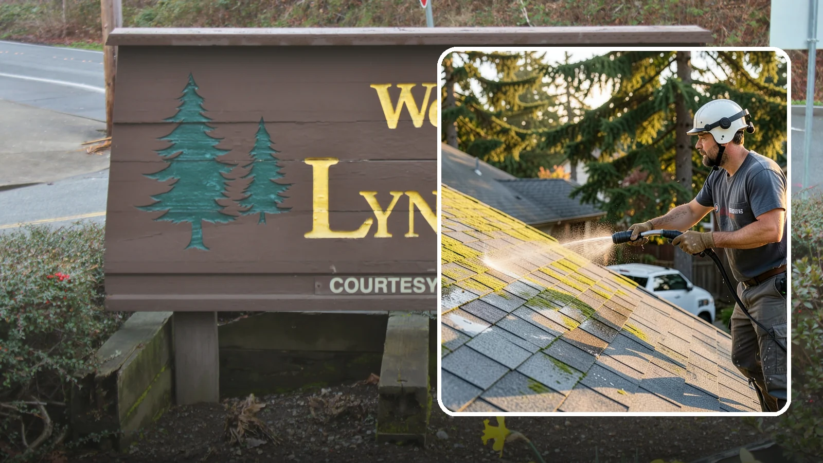 Roof Mildew Treatment in Lynnwood, Snohomish County, WA - A roof mildew treatment that kills fungal growth and clears the musty discoloration common in shaded Northwest homes.