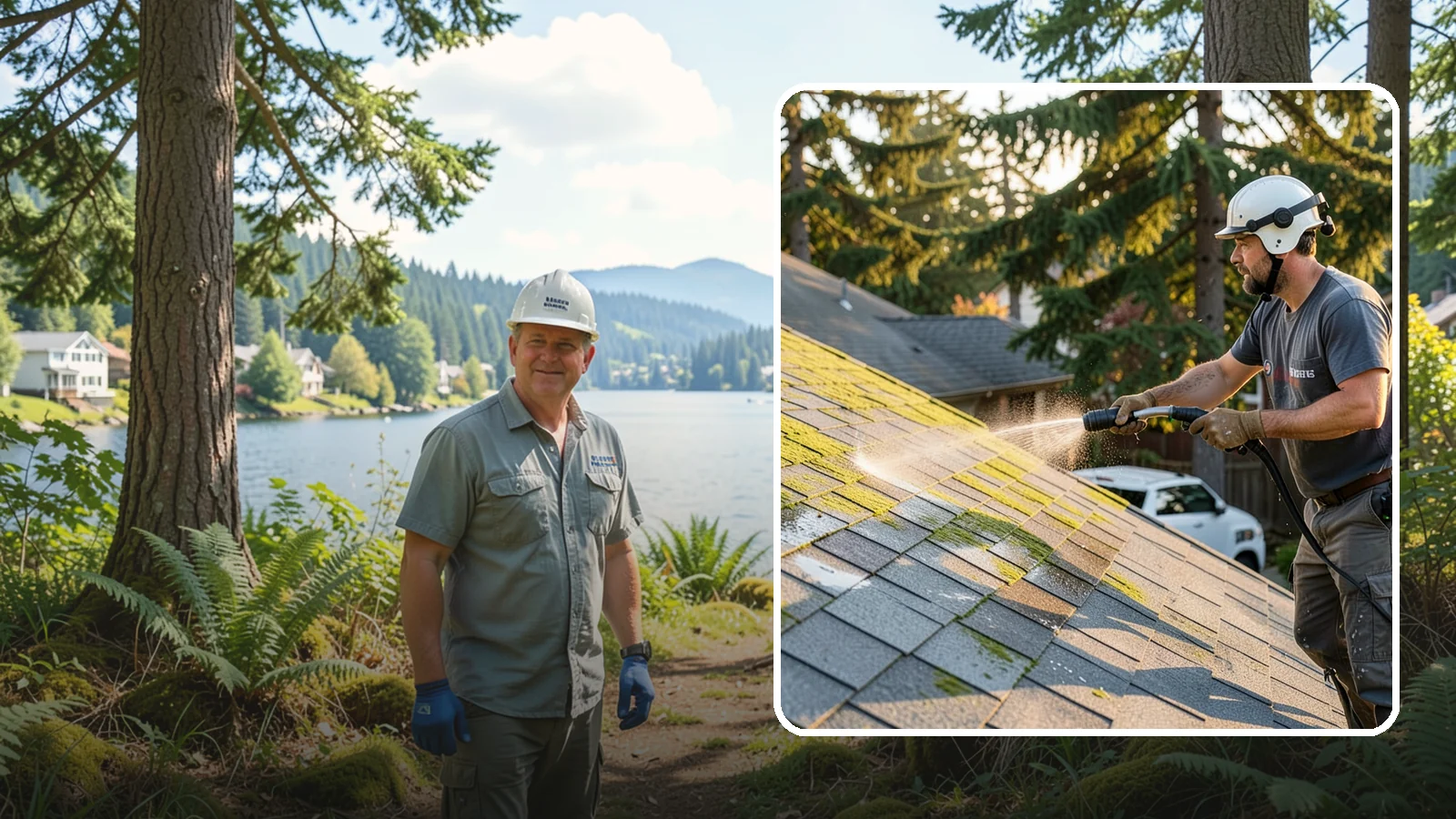 Roof Mildew Treatment in Milton, King County, WA - A roof mildew treatment that kills fungal growth and clears the musty discoloration common in shaded Northwest homes.