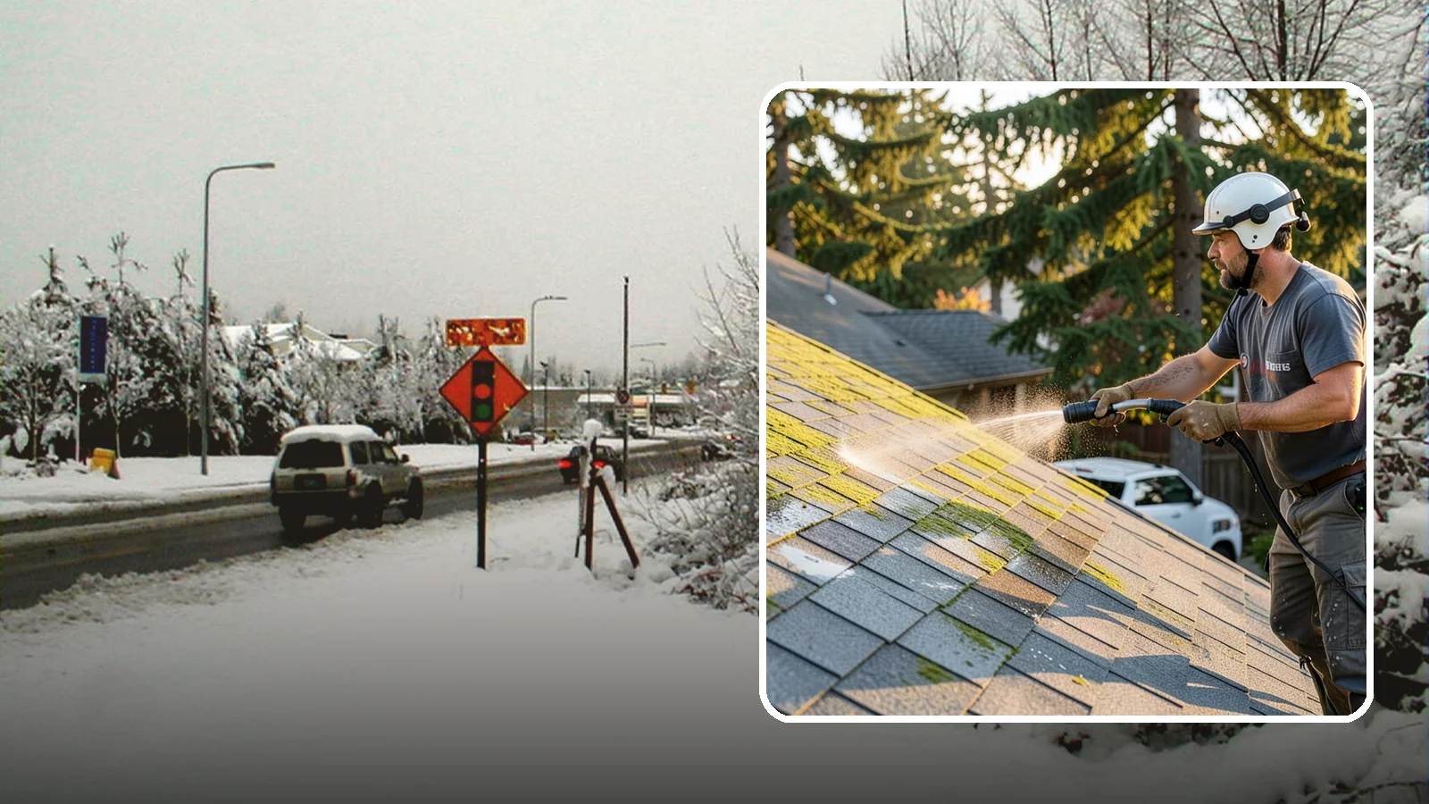 Roof Mildew Treatment in Newcastle, King County, WA - A roof mildew treatment that kills fungal growth and clears the musty discoloration common in shaded Northwest homes.