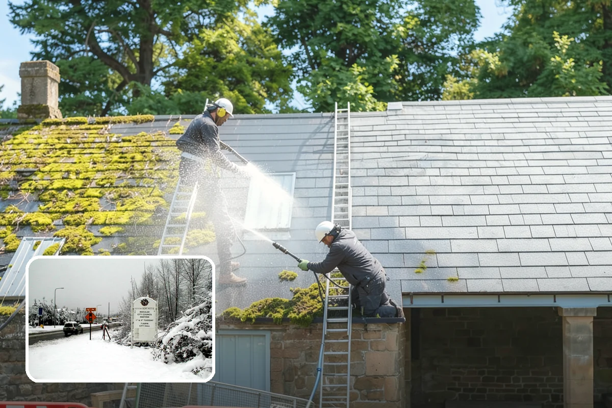 Roof Mildew Treatment in Newcastle, King County, WA - Kills mildew at the source rather than hiding it