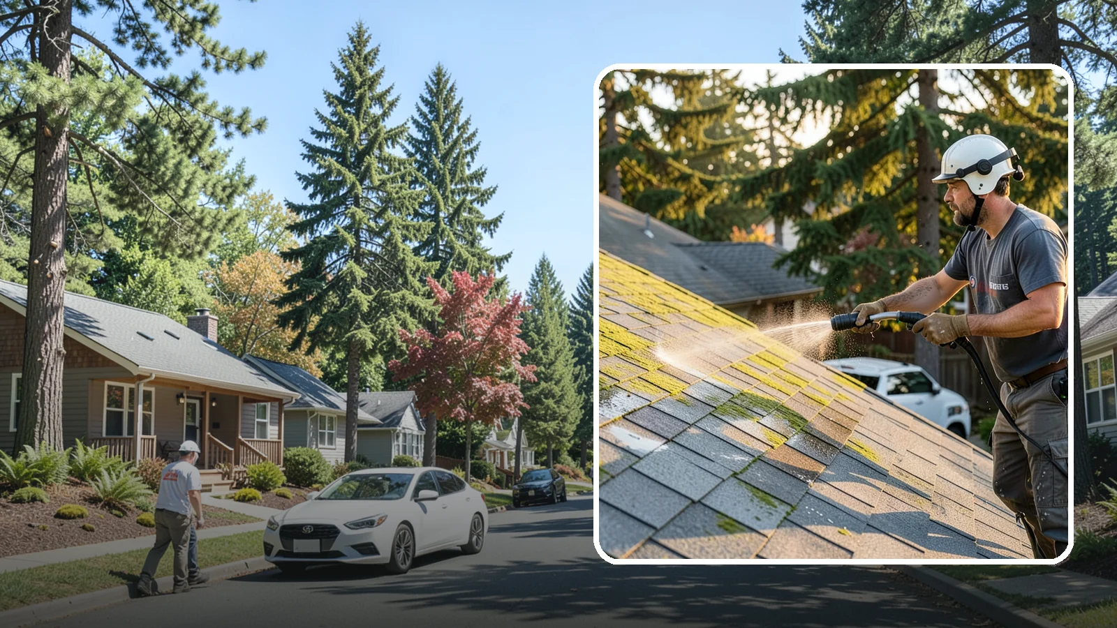Roof Mildew Treatment in Orting, Pierce County, WA - A roof mildew treatment that kills fungal growth and clears the musty discoloration common in shaded Northwest homes.
