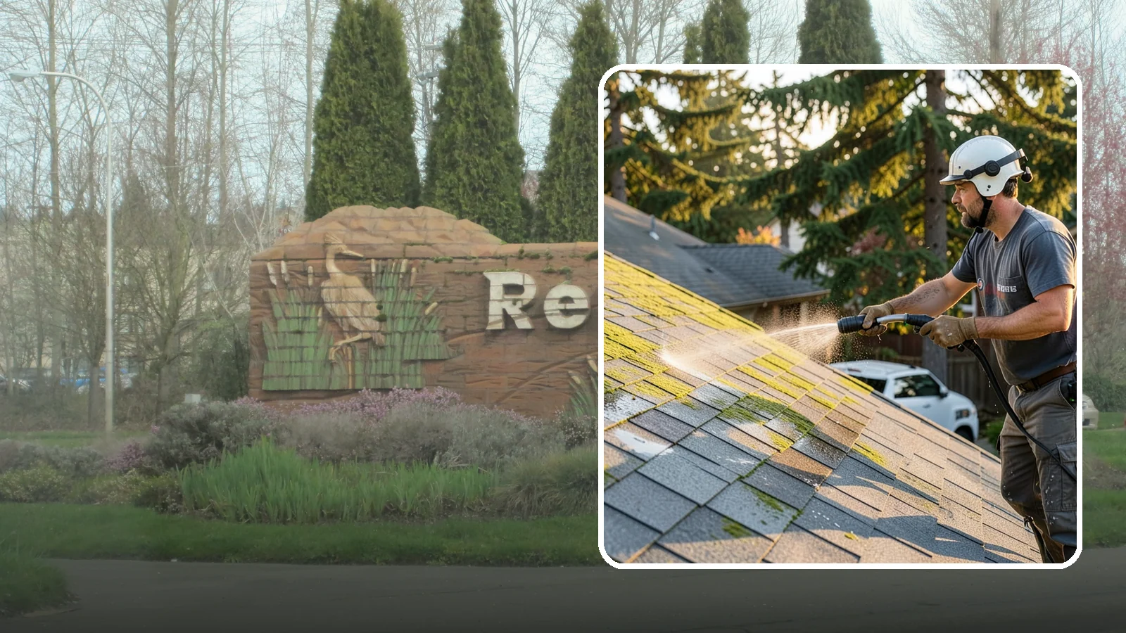 Roof Mildew Treatment in Renton, King County, WA - A roof mildew treatment that kills fungal growth and clears the musty discoloration common in shaded Northwest homes.