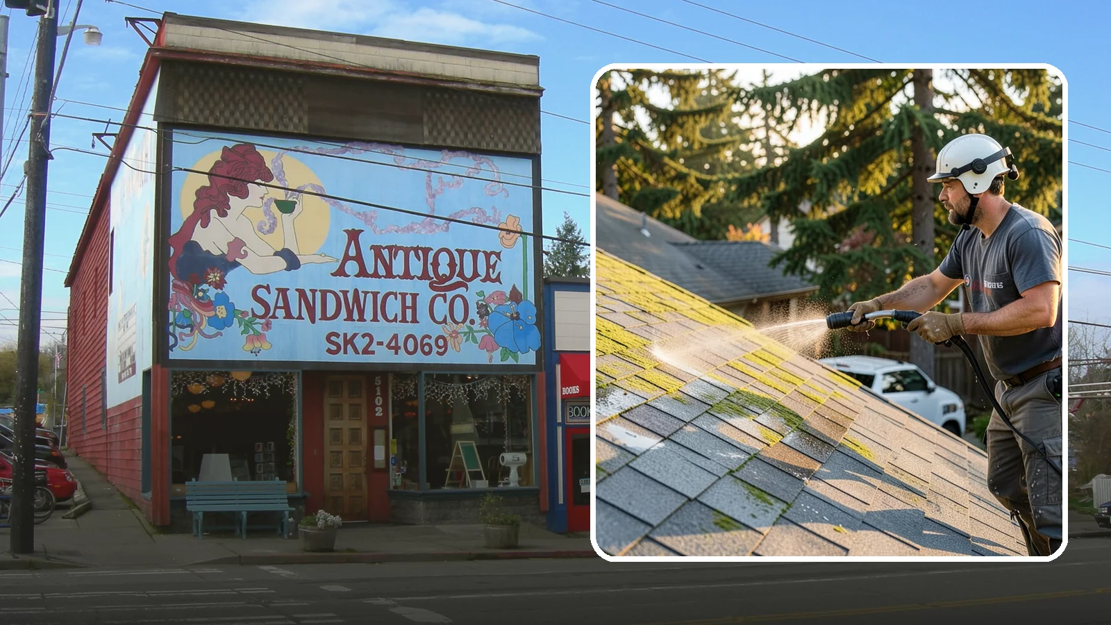 Roof Mildew Treatment in Ruston, Pierce County, WA - A roof mildew treatment that kills fungal growth and clears the musty discoloration common in shaded Northwest homes.