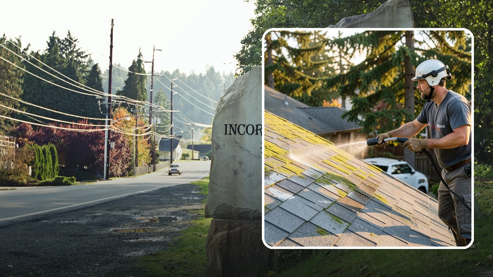 Roof Mildew Treatment in Wilkeson, Pierce County, WA - A roof mildew treatment that kills fungal growth and clears the musty discoloration common in shaded Northwest homes.
