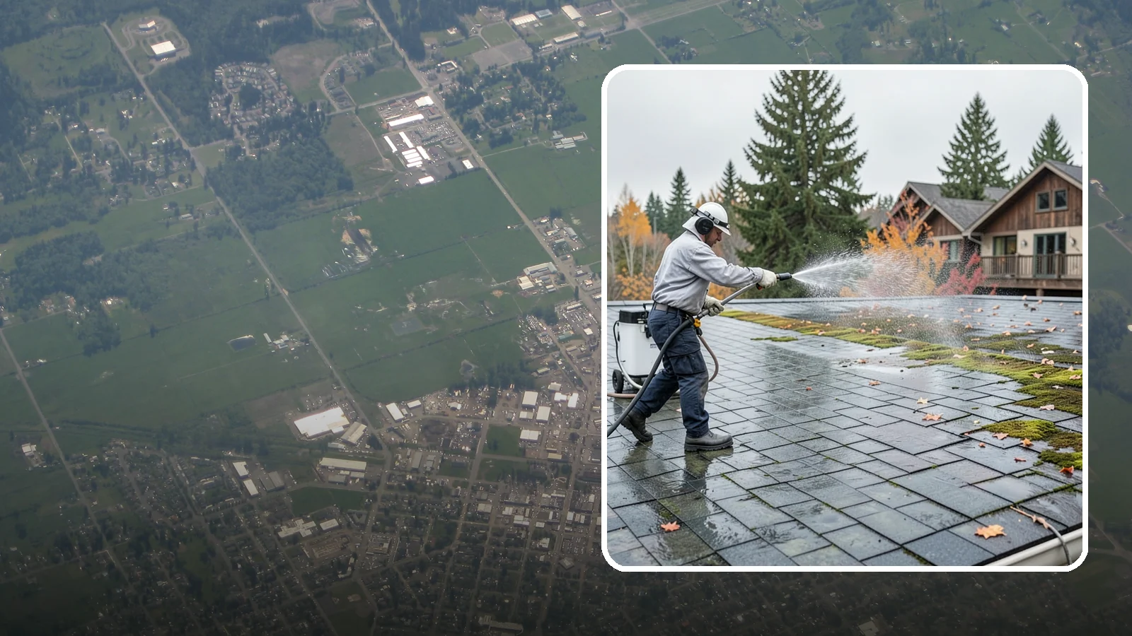 Roof Mold Removal in Enumclaw, King County, WA - Roof mold removal that eliminates dark fungal colonies and the trapped moisture feeding them.