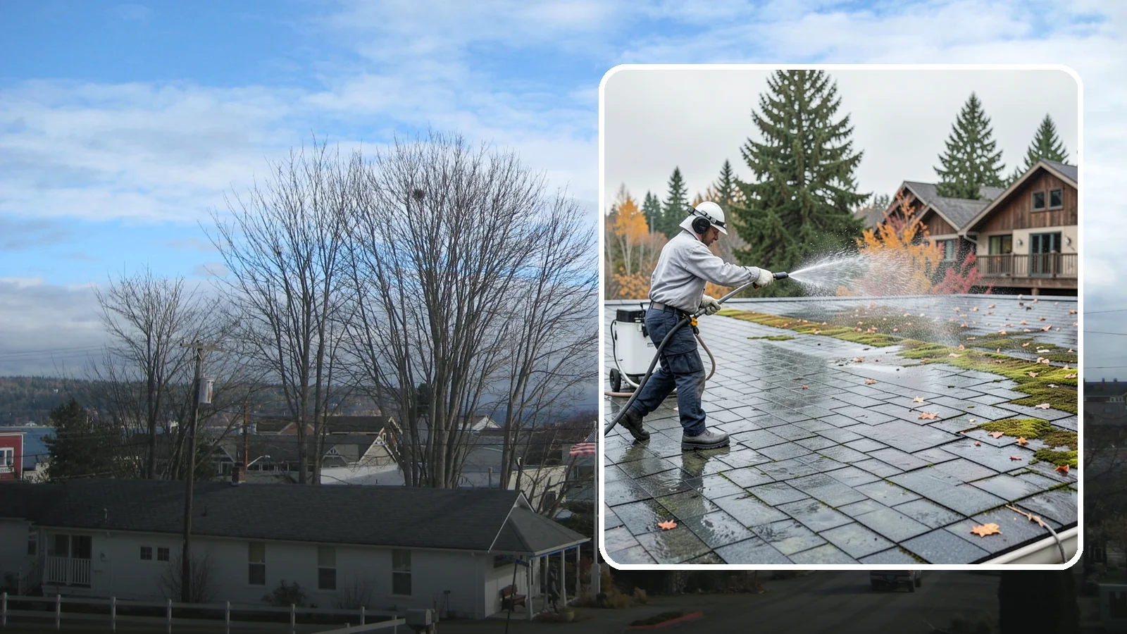 Roof Mold Removal in Langley, Island County, WA - Roof mold removal that eliminates dark fungal colonies and the trapped moisture feeding them.