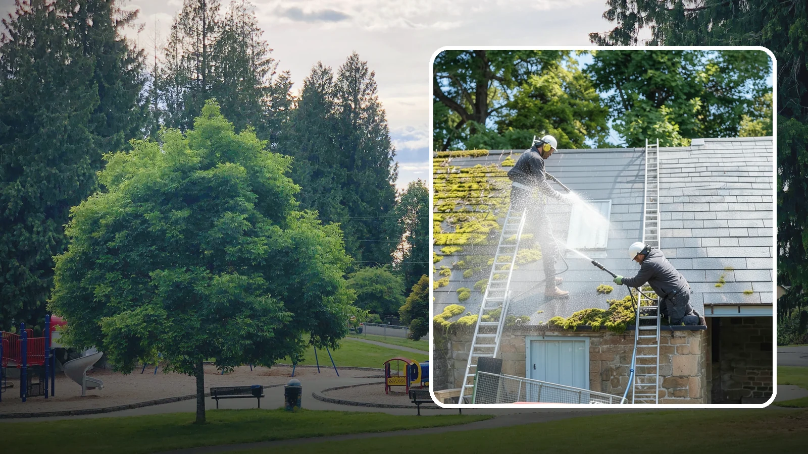 Roof Moss Removal in Bonney Lake, Pierce County, WA - Targeted moss removal that clears thick colonies from Washington roofs and treats the surface to slow regrowth.