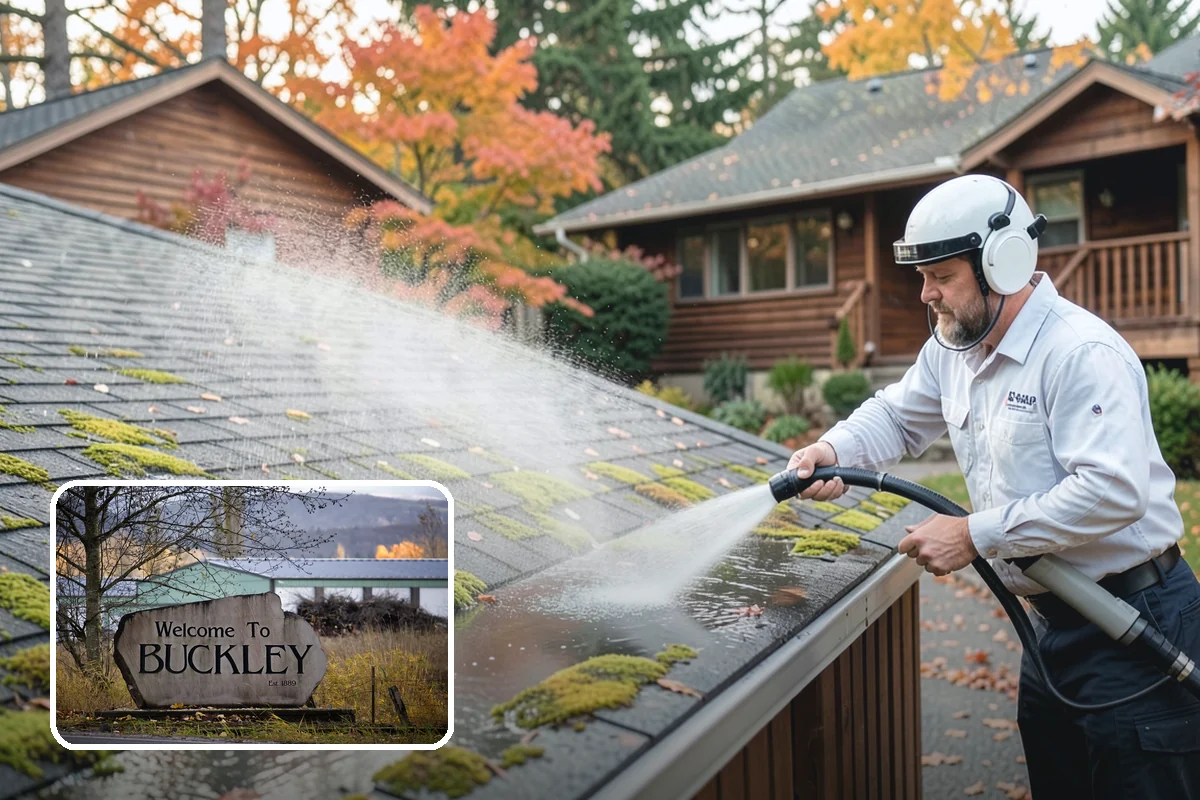 Roof Moss Removal in Buckley, Pierce County, WA - Removes moisture-trapping moss that damages roofing edges