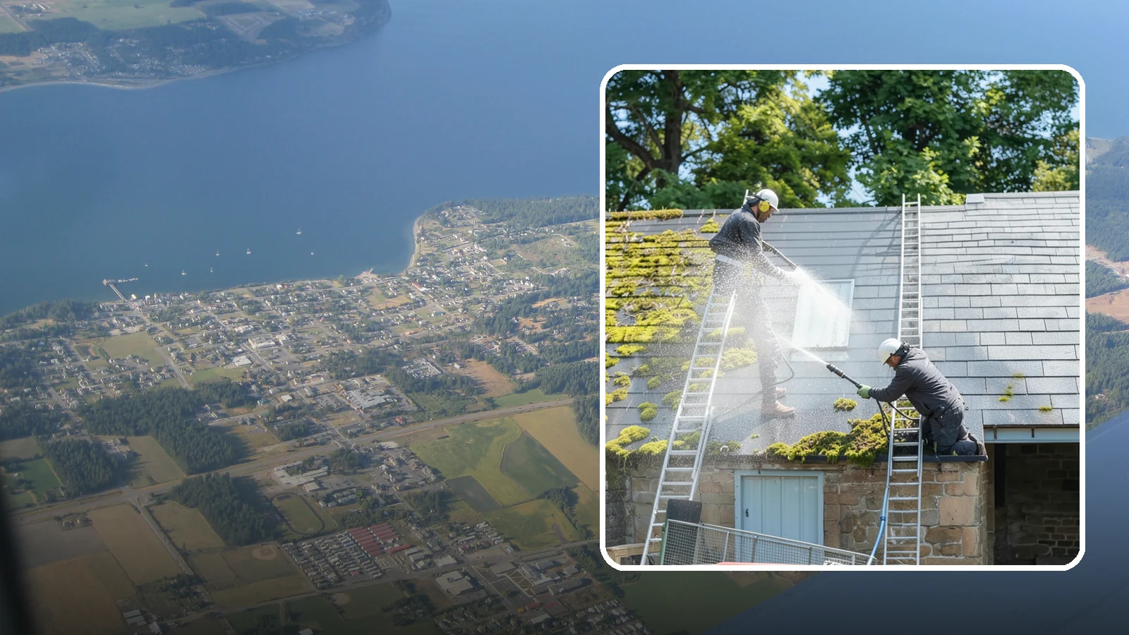 Roof Moss Removal in Coupeville, Island County, WA - Targeted moss removal that clears thick colonies from Washington roofs and treats the surface to slow regrowth.
