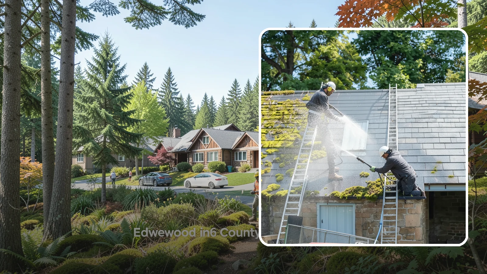 Roof Moss Removal in Edgewood, Pierce County, WA - Targeted moss removal that clears thick colonies from Washington roofs and treats the surface to slow regrowth.