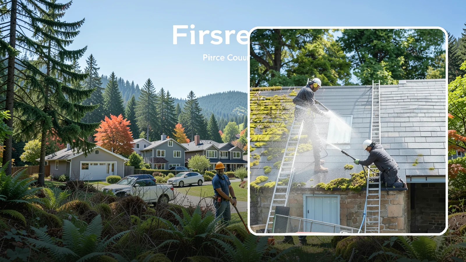 Roof Moss Removal in Fircrest, Pierce County, WA - Targeted moss removal that clears thick colonies from Washington roofs and treats the surface to slow regrowth.