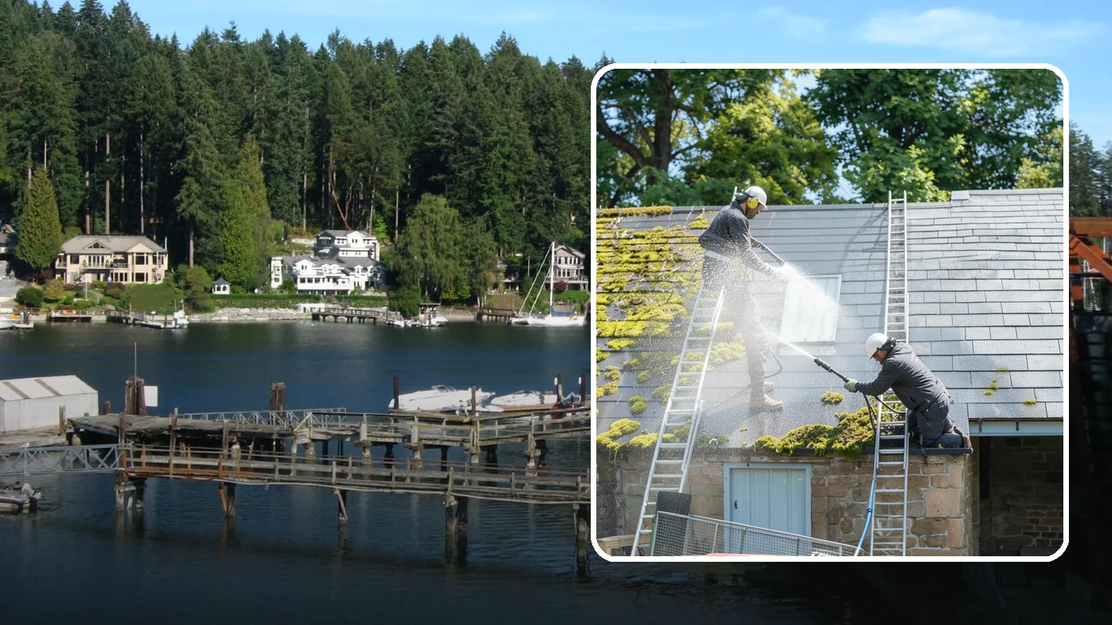 Roof Moss Removal in Gig Harbor, Pierce County, WA - Targeted moss removal that clears thick colonies from Washington roofs and treats the surface to slow regrowth.