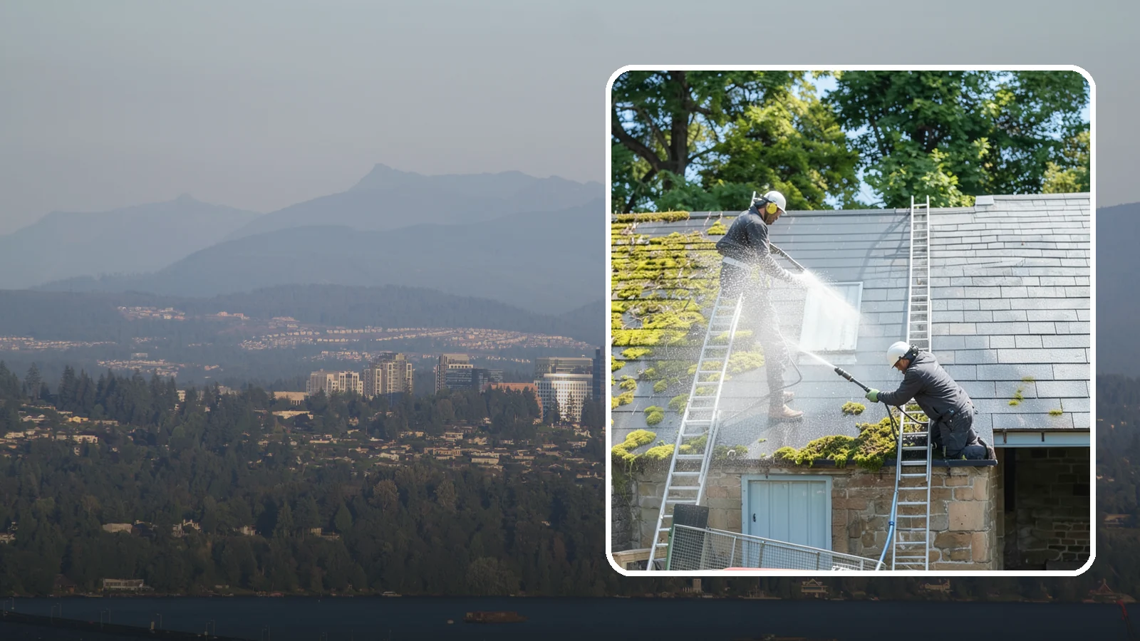 Roof Moss Removal in Medina, King County, WA - Targeted moss removal that clears thick colonies from Washington roofs and treats the surface to slow regrowth.