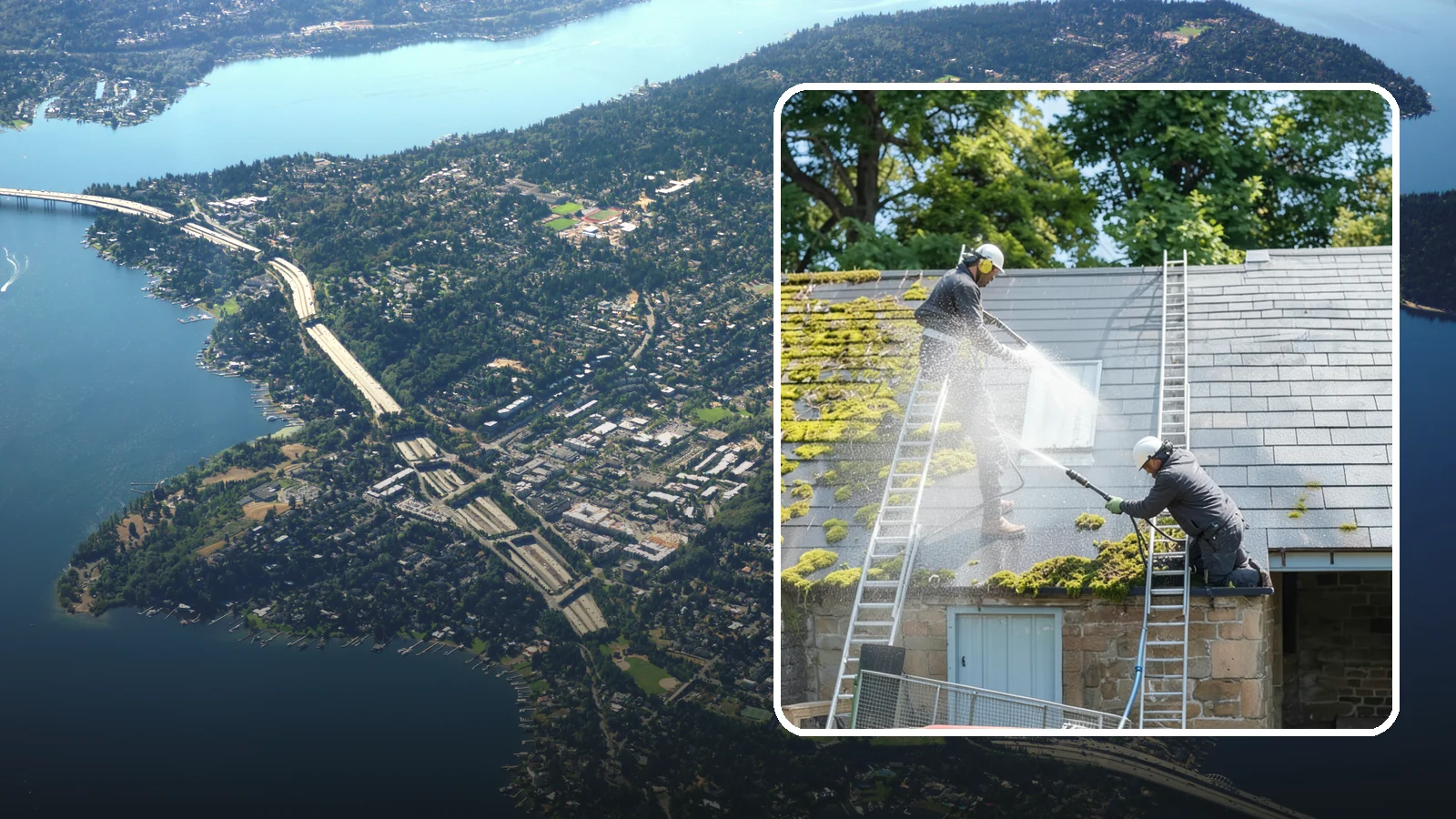 Roof Moss Removal in Mercer Island, King County, WA - Targeted moss removal that clears thick colonies from Washington roofs and treats the surface to slow regrowth.