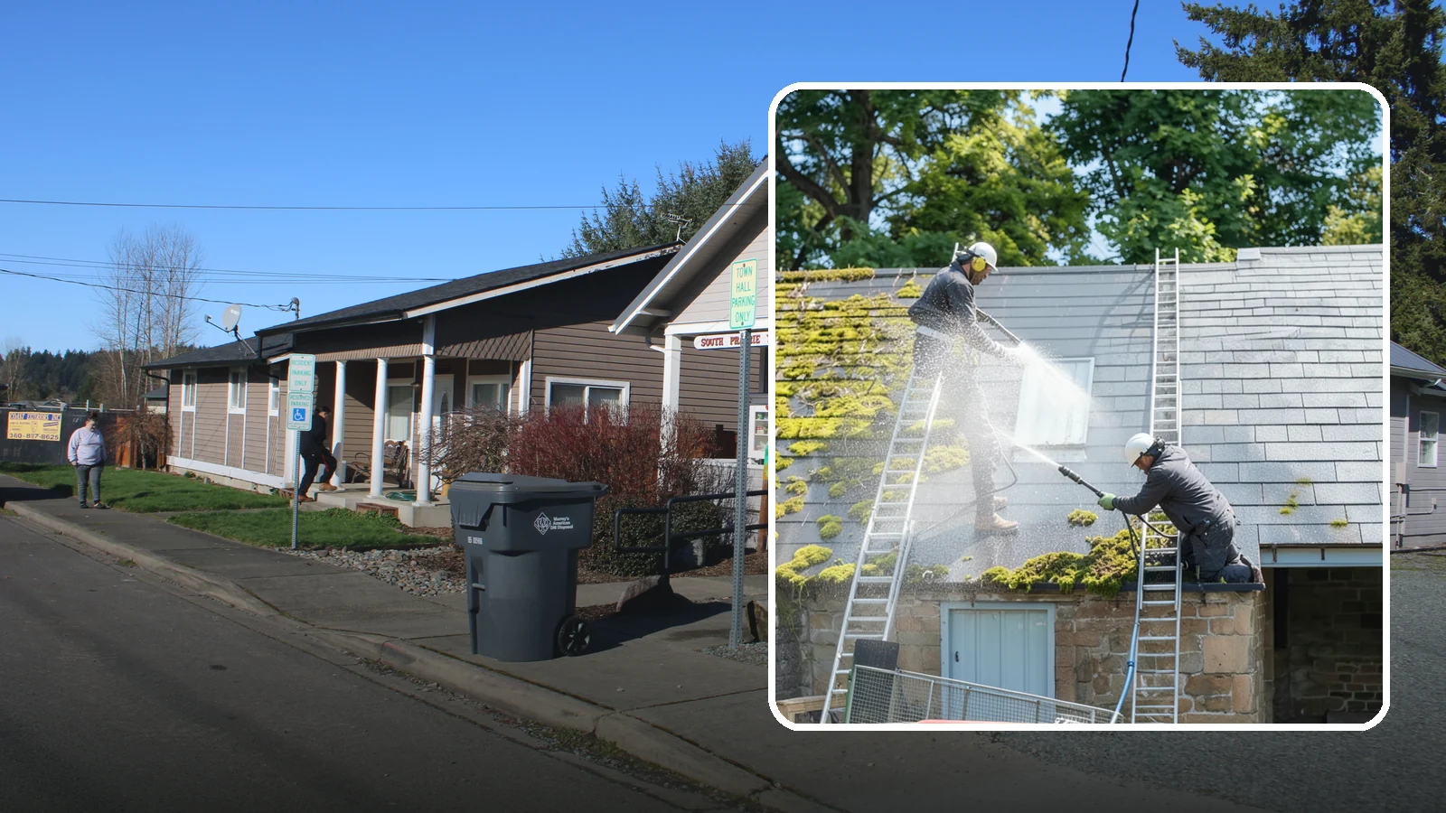 Roof Moss Removal in South Prairie, Pierce County, WA - Targeted moss removal that clears thick colonies from Washington roofs and treats the surface to slow regrowth.