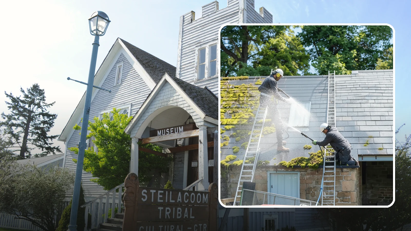 Roof Moss Removal in Steilacoom, Pierce County, WA - Targeted moss removal that clears thick colonies from Washington roofs and treats the surface to slow regrowth.