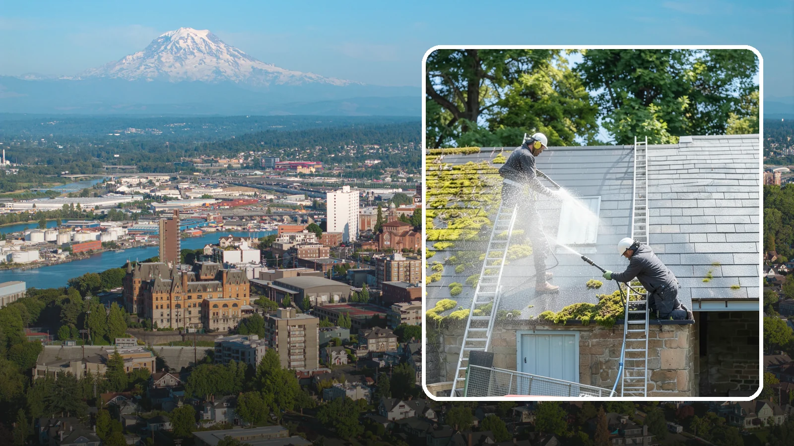 Roof Moss Removal in Tacoma, Pierce County, WA - Targeted moss removal that clears thick colonies from Washington roofs and treats the surface to slow regrowth.
