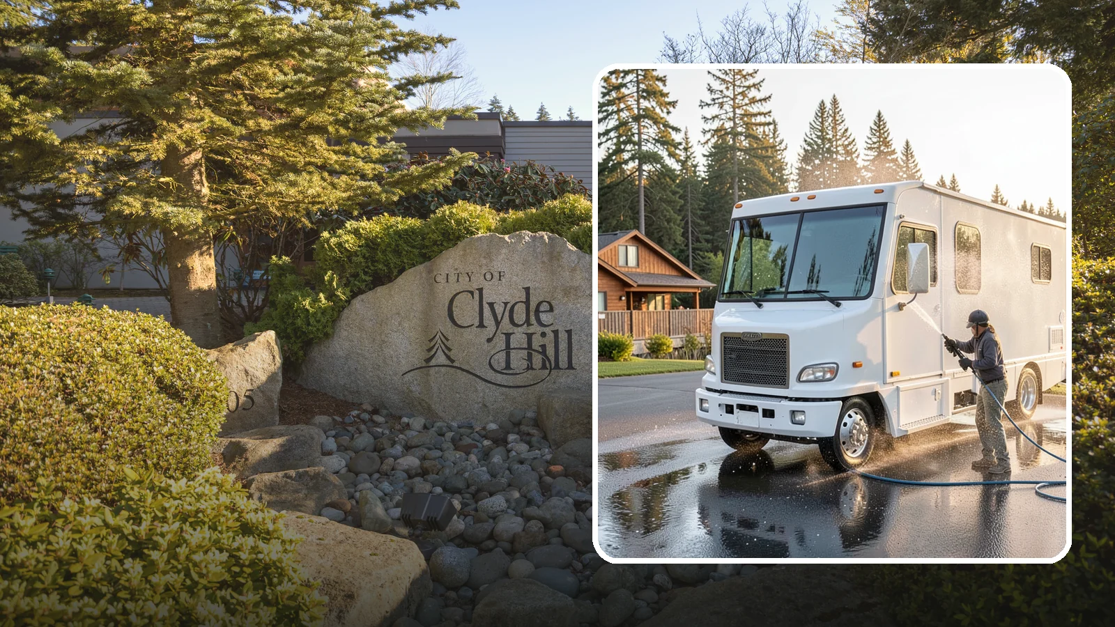 RV Washing in Clyde Hill, King County, WA - We wash RVs and motorhomes in Washington to strip road film, black streaks, and the algae from months of storage.
