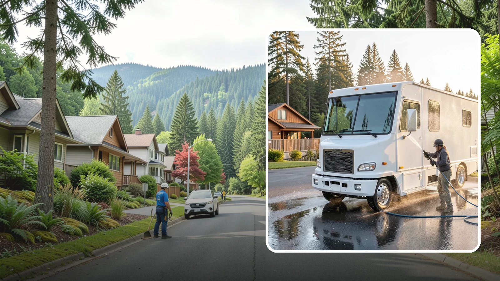 RV Washing in Darrington, Snohomish County, WA - We wash RVs and motorhomes in Washington to strip road film, black streaks, and the algae from months of storage.