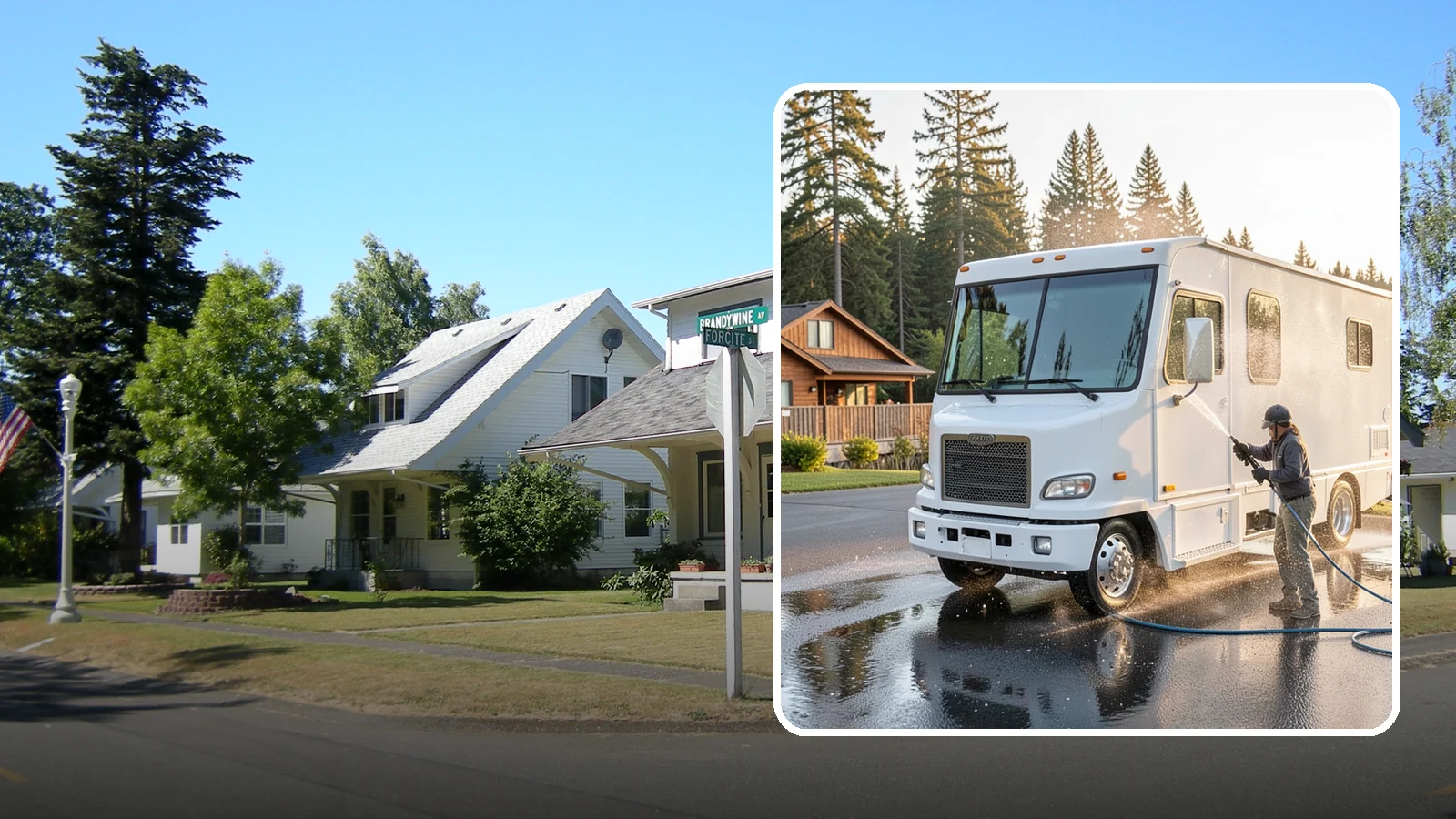 RV Washing in DuPont, Pierce County, WA - We wash RVs and motorhomes in Washington to strip road film, black streaks, and the algae from months of storage.