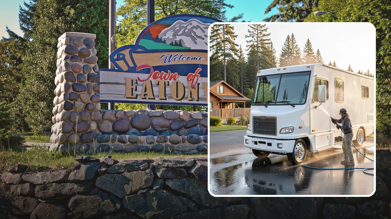 RV Washing in Eatonville, Pierce County, WA - We wash RVs and motorhomes in Washington to strip road film, black streaks, and the algae from months of storage.