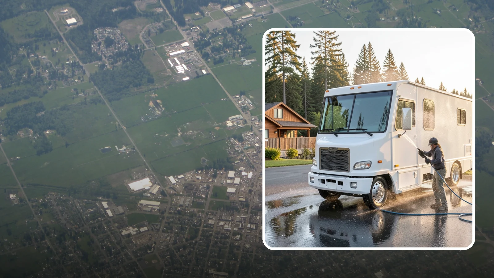 RV Washing in Enumclaw, King County, WA - We wash RVs and motorhomes in Washington to strip road film, black streaks, and the algae from months of storage.