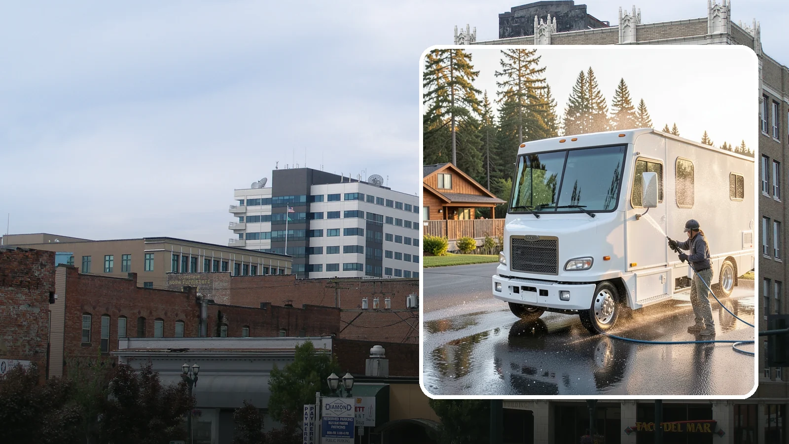 RV Washing in Everett, Snohomish County, WA - We wash RVs and motorhomes in Washington to strip road film, black streaks, and the algae from months of storage.