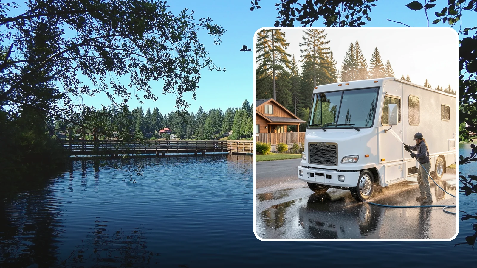 RV Washing in Federal Way, King County, WA - We wash RVs and motorhomes in Washington to strip road film, black streaks, and the algae from months of storage.