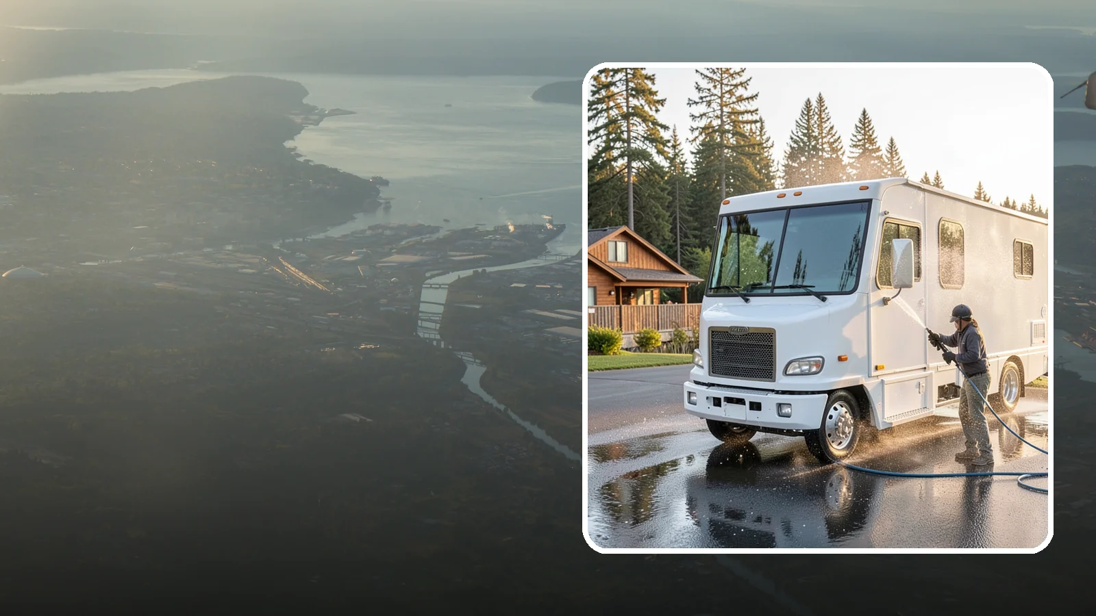 RV Washing in Fife, Pierce County, WA - We wash RVs and motorhomes in Washington to strip road film, black streaks, and the algae from months of storage.