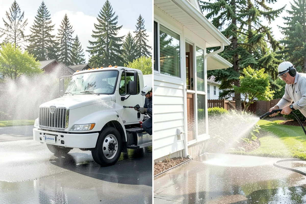 RV Washing in Gig Harbor, Pierce County, WA - Rinse loose grime and inspect seals