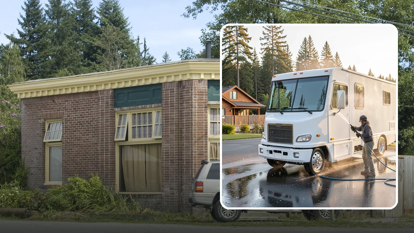 RV Washing in Hamilton, Skagit County, WA - We wash RVs and motorhomes in Washington to strip road film, black streaks, and the algae from months of storage.