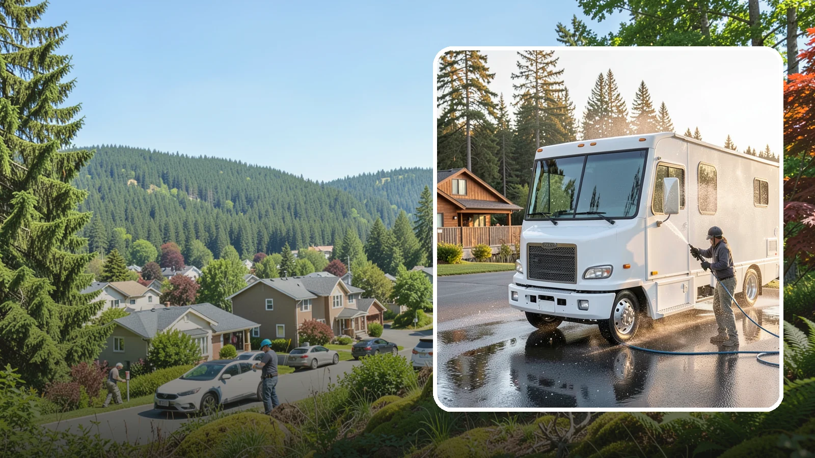 RV Washing in Index, Snohomish County, WA - We wash RVs and motorhomes in Washington to strip road film, black streaks, and the algae from months of storage.