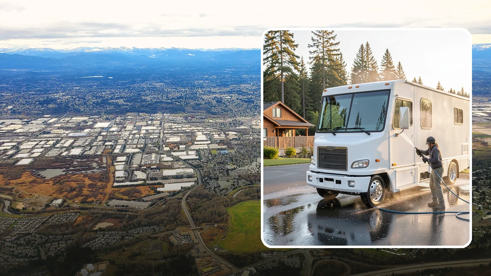 RV Washing in Kent, King County, WA - We wash RVs and motorhomes in Washington to strip road film, black streaks, and the algae from months of storage.