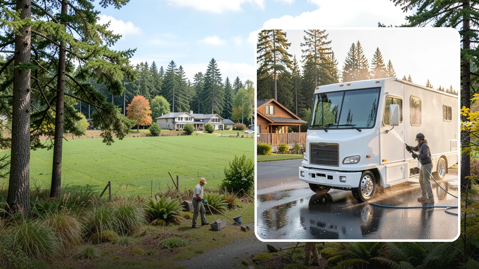 RV Washing in Lyman, Skagit County, WA - We wash RVs and motorhomes in Washington to strip road film, black streaks, and the algae from months of storage.