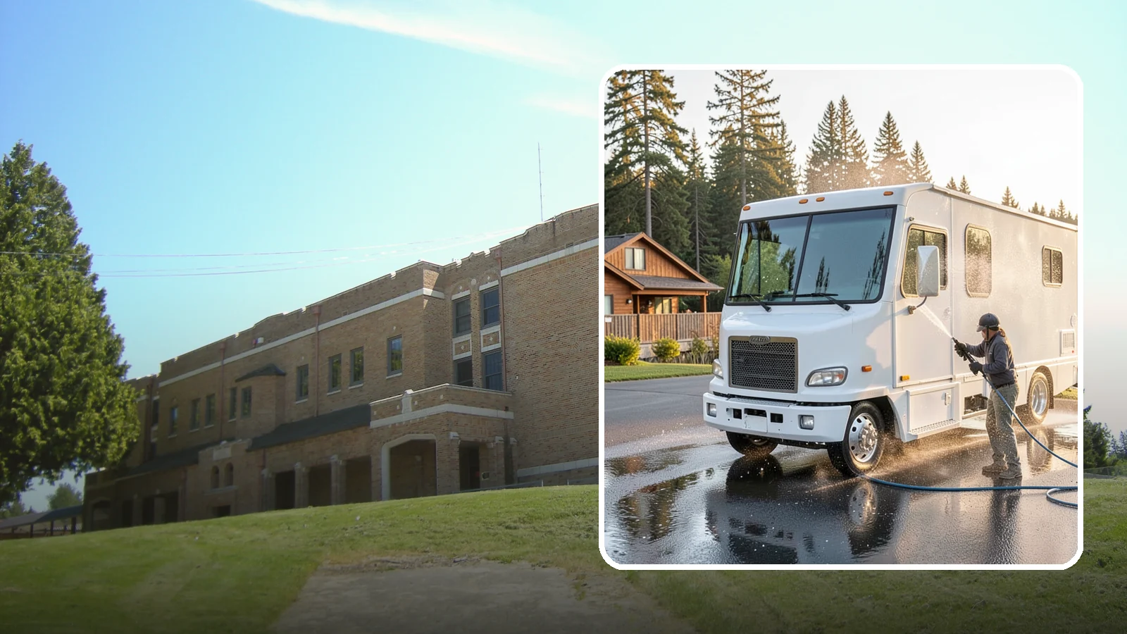 RV Washing in Maple Valley, King County, WA - We wash RVs and motorhomes in Washington to strip road film, black streaks, and the algae from months of storage.