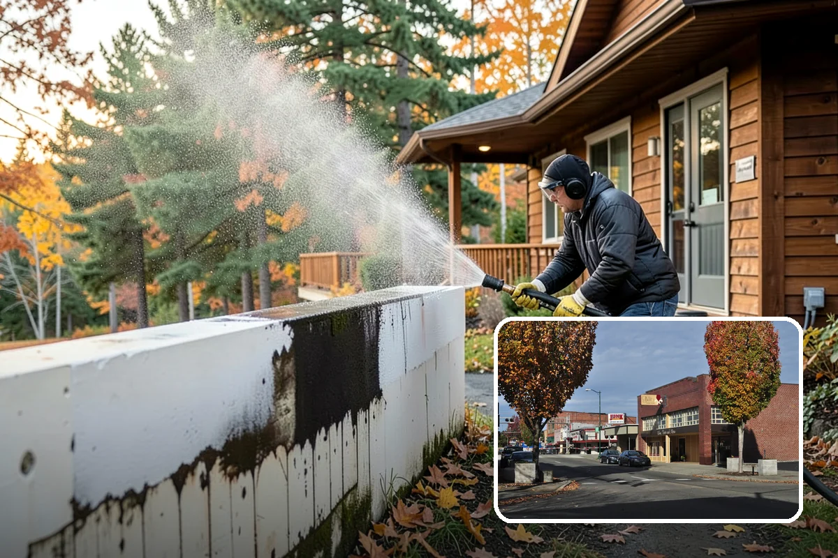 RV Washing in Puyallup, Pierce County, WA - Removes black streaks below the roofline