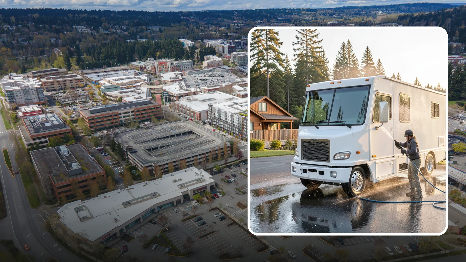 RV Washing in Redmond, King County, WA - We wash RVs and motorhomes in Washington to strip road film, black streaks, and the algae from months of storage.