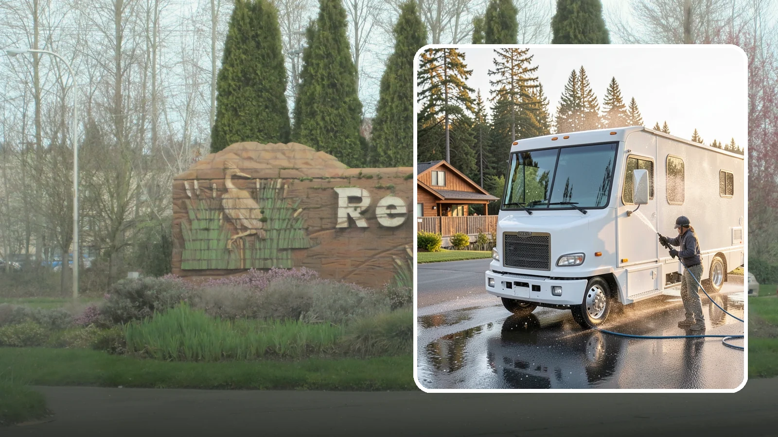RV Washing in Renton, King County, WA - We wash RVs and motorhomes in Washington to strip road film, black streaks, and the algae from months of storage.