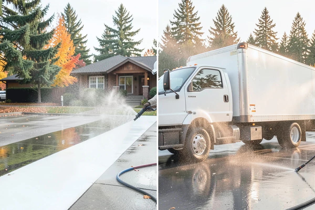 RV Washing in Roy, Pierce County, WA - Rinse loose grime and inspect seals